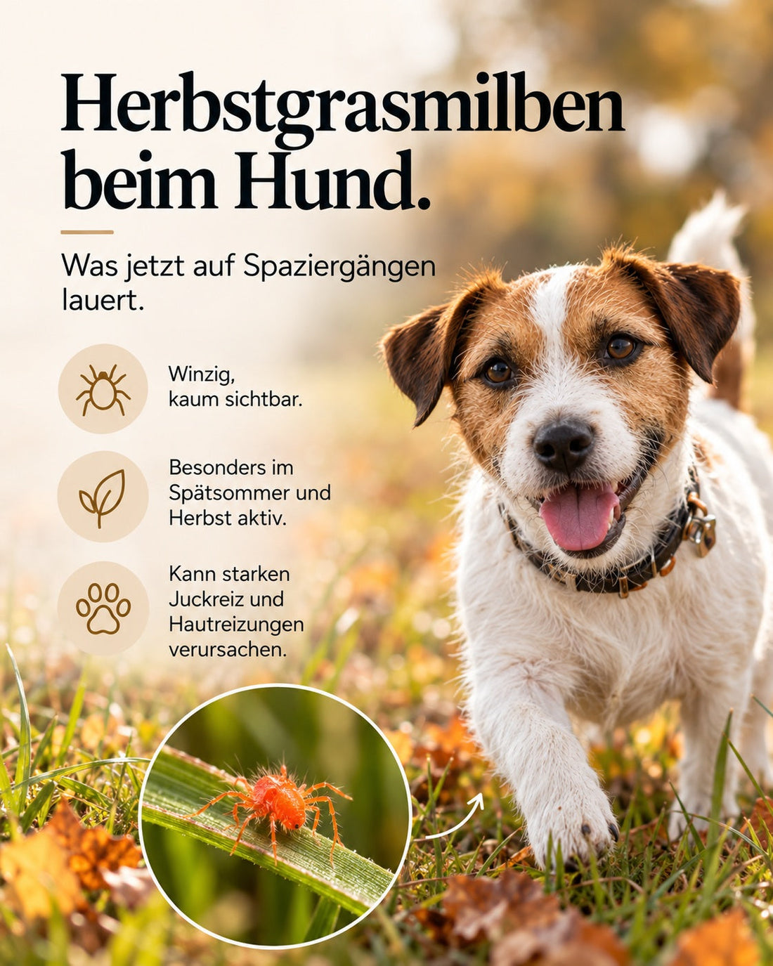 Herbstgrasmilben beim Hund: Was jetzt auf Spaziergängen lauert